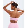 imageYEOREO Strapless Bandeau Sports Bra for Workout Seamless Tube Top Gym Padded Wireless BraPink