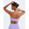 imageYEOREO Strapless Bandeau Sports Bra for Workout Seamless Tube Top Gym Padded Wireless BraPurple