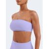 imageYEOREO Strapless Bandeau Sports Bra for Workout Seamless Tube Top Gym Padded Wireless BraPurple