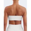 imageYEOREO Strapless Bandeau Sports Bra for Workout Seamless Tube Top Gym Padded Wireless BraWhite
