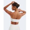 imageYEOREO Strapless Bandeau Sports Bra for Workout Seamless Tube Top Gym Padded Wireless BraWhite