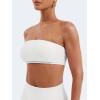imageYEOREO Strapless Bandeau Sports Bra for Workout Seamless Tube Top Gym Padded Wireless BraWhite