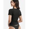 imageYEOREO Women Double Layer Fitted T Shirt Short Sleeve Livia SecondSkin Sexy SweetheartNeck Slim Fit Causual Basic Y2K TopBlack