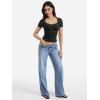 imageYEOREO Women Double Layer Fitted T Shirt Short Sleeve Livia SecondSkin Sexy SweetheartNeck Slim Fit Causual Basic Y2K TopBlack