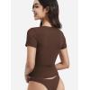 imageYEOREO Women Double Layer Fitted T Shirt Short Sleeve Livia SecondSkin Sexy SweetheartNeck Slim Fit Causual Basic Y2K TopCoffee