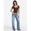 imageYEOREO Women Double Layer Fitted T Shirt Short Sleeve Livia SecondSkin Sexy SweetheartNeck Slim Fit Causual Basic Y2K TopCoffee