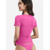 imageYEOREO Women Double Layer Fitted T Shirt Short Sleeve Livia SecondSkin Sexy SweetheartNeck Slim Fit Causual Basic Y2K TopRose