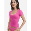 imageYEOREO Women Double Layer Fitted T Shirt Short Sleeve Livia SecondSkin Sexy SweetheartNeck Slim Fit Causual Basic Y2K TopRose