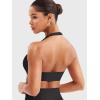 imageYEOREO Women Halter Sports Bra Light Support V Neck Padded Strappy Open Back Workout Gym TopsBlack