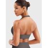 imageYEOREO Women Halter Sports Bra Light Support V Neck Padded Strappy Open Back Workout Gym TopsDark Grey