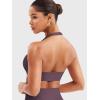 imageYEOREO Women Halter Sports Bra Light Support V Neck Padded Strappy Open Back Workout Gym TopsDeep Berry