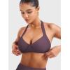 imageYEOREO Women Halter Sports Bra Light Support V Neck Padded Strappy Open Back Workout Gym TopsDeep Berry