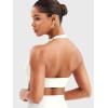 imageYEOREO Women Halter Sports Bra Light Support V Neck Padded Strappy Open Back Workout Gym TopsWhite