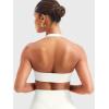 imageYEOREO Women Halter Sports Bra Light Support V Neck Padded Strappy Open Back Workout Gym TopsWhite