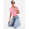 imageYEOREO Womens Basic T Shirts Casual Going Out Short Sleeve Crop Tops Eriney Slim Fit Crew Neck Y2K TeeBaby Pink