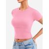 imageYEOREO Womens Basic T Shirts Casual Going Out Short Sleeve Crop Tops Eriney Slim Fit Crew Neck Y2K TeeBaby Pink