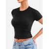 imageYEOREO Womens Basic T Shirts Casual Going Out Short Sleeve Crop Tops Eriney Slim Fit Crew Neck Y2K TeeBlack