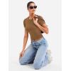 imageYEOREO Womens Basic T Shirts Casual Going Out Short Sleeve Crop Tops Eriney Slim Fit Crew Neck Y2K TeeCoffee