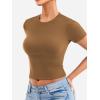 imageYEOREO Womens Basic T Shirts Casual Going Out Short Sleeve Crop Tops Eriney Slim Fit Crew Neck Y2K TeeCoffee