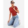imageYEOREO Womens Basic T Shirts Casual Going Out Short Sleeve Crop Tops Eriney Slim Fit Crew Neck Y2K TeeRed