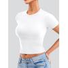 imageYEOREO Womens Basic T Shirts Casual Going Out Short Sleeve Crop Tops Eriney Slim Fit Crew Neck Y2K TeeWhite