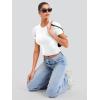 imageYEOREO Womens Basic T Shirts Casual Going Out Short Sleeve Crop Tops Eriney Slim Fit Crew Neck Y2K TeeWhite