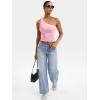imageYEOREO Womens One Shoulder Tops Sleeveless Going Out Tank Top Fanciy Double Lined Cropped Tee Y2K Summer Shirts Slim FitBaby Pink
