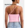 imageYEOREO Womens One Shoulder Tops Sleeveless Going Out Tank Top Fanciy Double Lined Cropped Tee Y2K Summer Shirts Slim FitBaby Pink