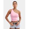 imageYEOREO Womens One Shoulder Tops Sleeveless Going Out Tank Top Fanciy Double Lined Cropped Tee Y2K Summer Shirts Slim FitBaby Pink