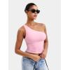 imageYEOREO Womens One Shoulder Tops Sleeveless Going Out Tank Top Fanciy Double Lined Cropped Tee Y2K Summer Shirts Slim FitBaby Pink