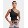 imageYEOREO Womens One Shoulder Tops Sleeveless Going Out Tank Top Fanciy Double Lined Cropped Tee Y2K Summer Shirts Slim FitBlack
