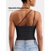 imageYEOREO Womens One Shoulder Tops Sleeveless Going Out Tank Top Fanciy Double Lined Cropped Tee Y2K Summer Shirts Slim FitBlack