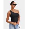 imageYEOREO Womens One Shoulder Tops Sleeveless Going Out Tank Top Fanciy Double Lined Cropped Tee Y2K Summer Shirts Slim FitBlack