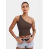 imageYEOREO Womens One Shoulder Tops Sleeveless Going Out Tank Top Fanciy Double Lined Cropped Tee Y2K Summer Shirts Slim FitBrown