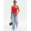 imageYEOREO Womens One Shoulder Tops Sleeveless Going Out Tank Top Fanciy Double Lined Cropped Tee Y2K Summer Shirts Slim FitRed