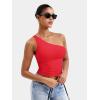 imageYEOREO Womens One Shoulder Tops Sleeveless Going Out Tank Top Fanciy Double Lined Cropped Tee Y2K Summer Shirts Slim FitRed