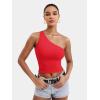 imageYEOREO Womens One Shoulder Tops Sleeveless Going Out Tank Top Fanciy Double Lined Cropped Tee Y2K Summer Shirts Slim FitRed
