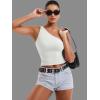 imageYEOREO Womens One Shoulder Tops Sleeveless Going Out Tank Top Fanciy Double Lined Cropped Tee Y2K Summer Shirts Slim FitWhite