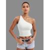 imageYEOREO Womens One Shoulder Tops Sleeveless Going Out Tank Top Fanciy Double Lined Cropped Tee Y2K Summer Shirts Slim FitWhite