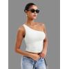 imageYEOREO Womens One Shoulder Tops Sleeveless Going Out Tank Top Fanciy Double Lined Cropped Tee Y2K Summer Shirts Slim FitWhite