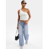 imageYEOREO Womens One Shoulder Tops Sleeveless Going Out Tank Top Fanciy Double Lined Cropped Tee Y2K Summer Shirts Slim FitWhite