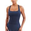 imageYEOREO Esteile Workout Tank Tops for Women Square Neck Sleeveless Camisole Tops Seamless Racerback Gym Athletic Yoga ShirtsNavy
