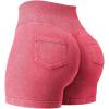 imageYEOREO Impact Biker Shorts for Women with Pockets Bridgie Cargo High Waist Seamless Faux Denim Workout Gym ShortsTile Red