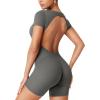 imageYEOREO One Piece Workout Jumpsuits Rompers For Women Xylia U Neck Sexy Backless Bodysuit Hidden Scrunch Butt JumpsuitDark Grey
