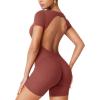 imageYEOREO One Piece Workout Jumpsuits Rompers For Women Xylia U Neck Sexy Backless Bodysuit Hidden Scrunch Butt JumpsuitRed