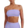 imageYEOREO Strapless Bandeau Sports Bra for Workout Seamless Tube Top Gym Padded Wireless BraPurple