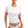 imageYEOREO Womens Basic T Shirts Casual Going Out Short Sleeve Crop Tops Eriney Slim Fit Crew Neck Y2K TeeWhite