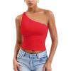 imageYEOREO Womens One Shoulder Tops Sleeveless Going Out Tank Top Fanciy Double Lined Cropped Tee Y2K Summer Shirts Slim FitRed