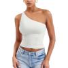imageYEOREO Womens One Shoulder Tops Sleeveless Going Out Tank Top Fanciy Double Lined Cropped Tee Y2K Summer Shirts Slim FitWhite