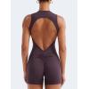 imageYEOREO Backless Workout Jumpsuits Women One Piece Sleeveless Jumpsuit with Pads Tessia Scrunch Butt Yoga RomperBlack Berry Purple